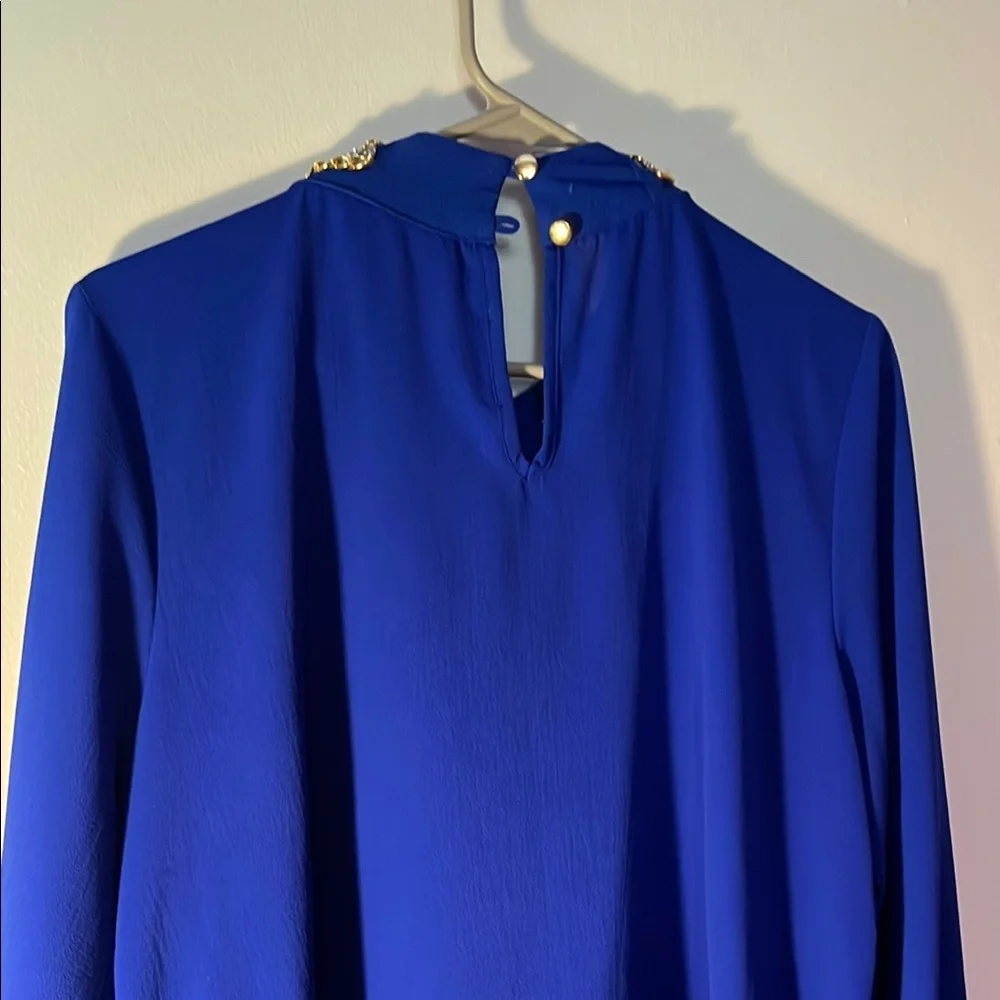 Blue Women's Top with Embellished Collar - Picture 7 of 8